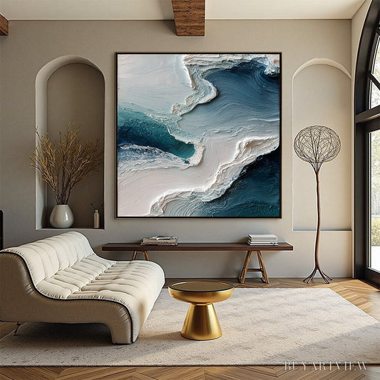 BUYARTVIEW Aegean Tide – Textured Wabi Sabi Abstract Seascape Painting - image 2