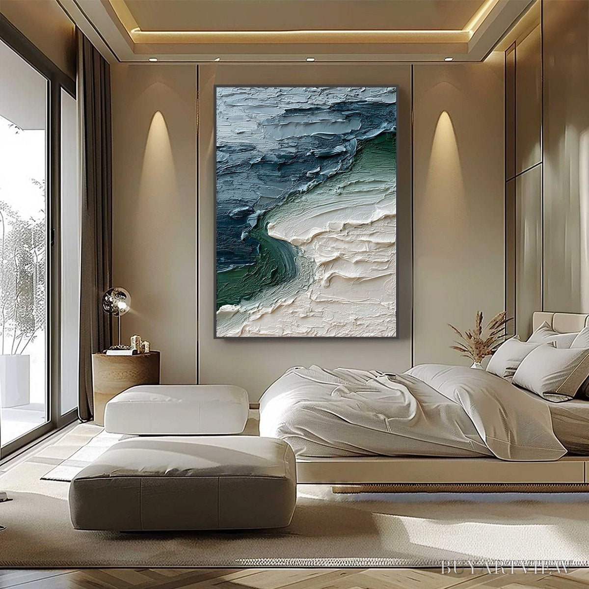 BUYARTVIEW Tidal Convergence – Textured Wabi Sabi Abstract Seascape Painting - image 6