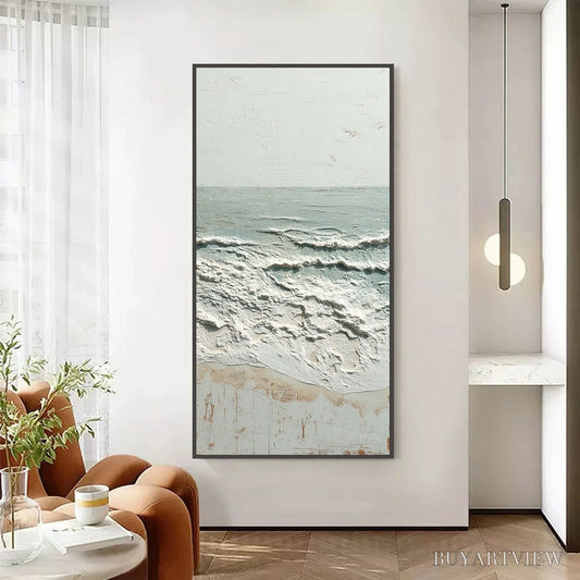 BUYARTVIEW Whispering Tide – Textured Minimalist Impasto Seascape Painting - image 2