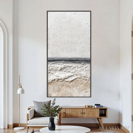 BUYARTVIEW Eternal Shore – Wabi Sabi Textured Minimalist Seascape Painting - image 2