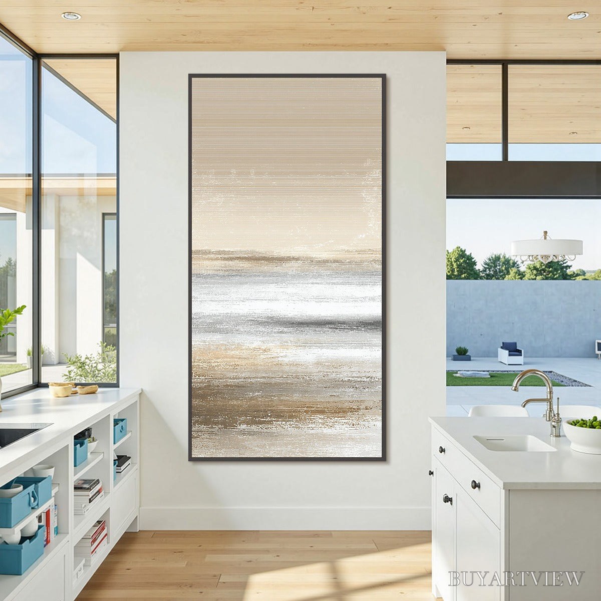 BUYARTVIEW Sandstone Serenity – Minimalist Textured Abstract Seascape Painting - image 6