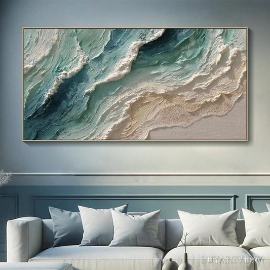BUYARTVIEW Ocean'S Breath – Textured Wabi Sabi Coastal Seascape Painting - image 2