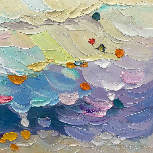 BUYARTVIEW Ready to Ship | Coral Dream – Textured Abstract Seascape Oil Painting - image 2