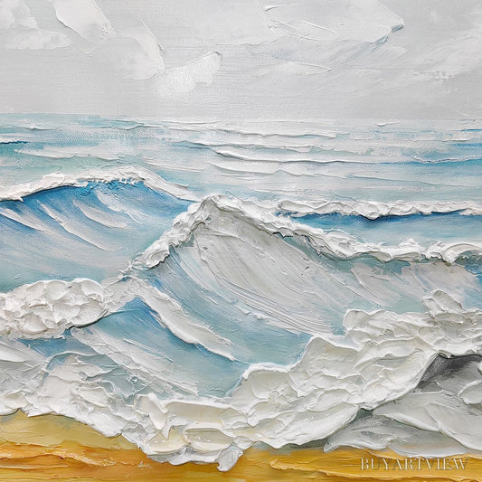 BUYARTVIEW Ready to Ship | Ocean'S Embrace – Textured Seascape Painting - image 2