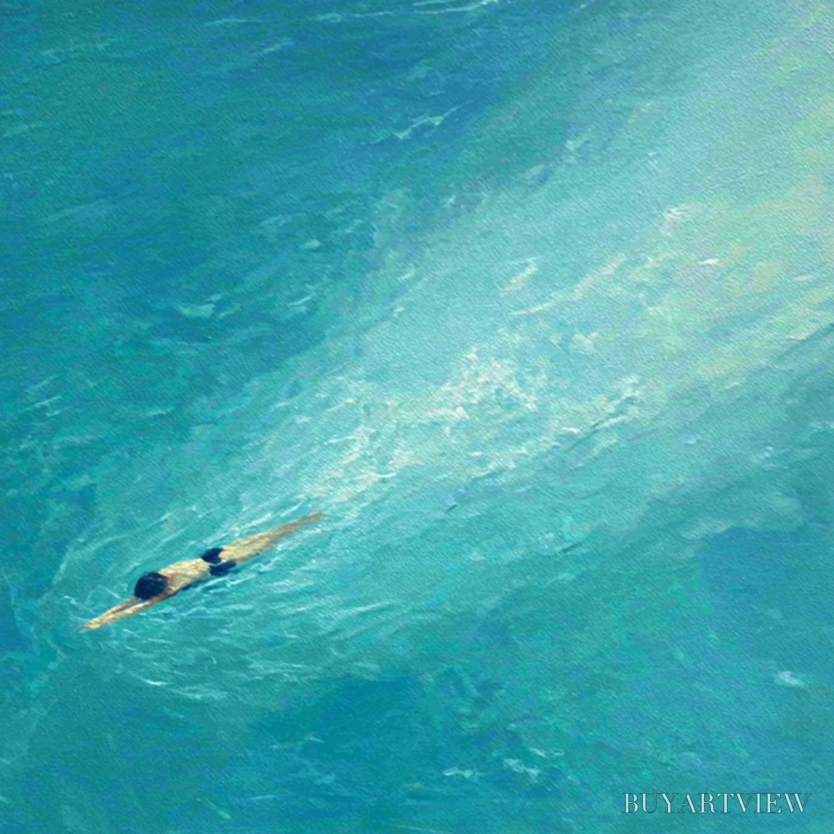 BUYARTVIEW Aqua Solitude – Minimalist Ocean Scene Oil Painting - image 6