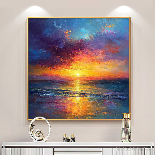 BUYARTVIEW Golden Hour – Vibrant Sunset Seascape Oil Painting - image 2