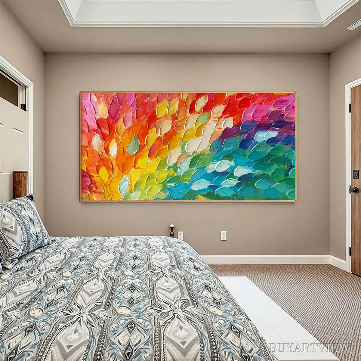 BUYARTVIEW Chroma Wave – Textured Abstract Rainbow Oil Painting - image 6