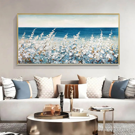 BUYARTVIEW Ocean Breeze – Impasto Seascape Oil Painting in Blue and White - image 2