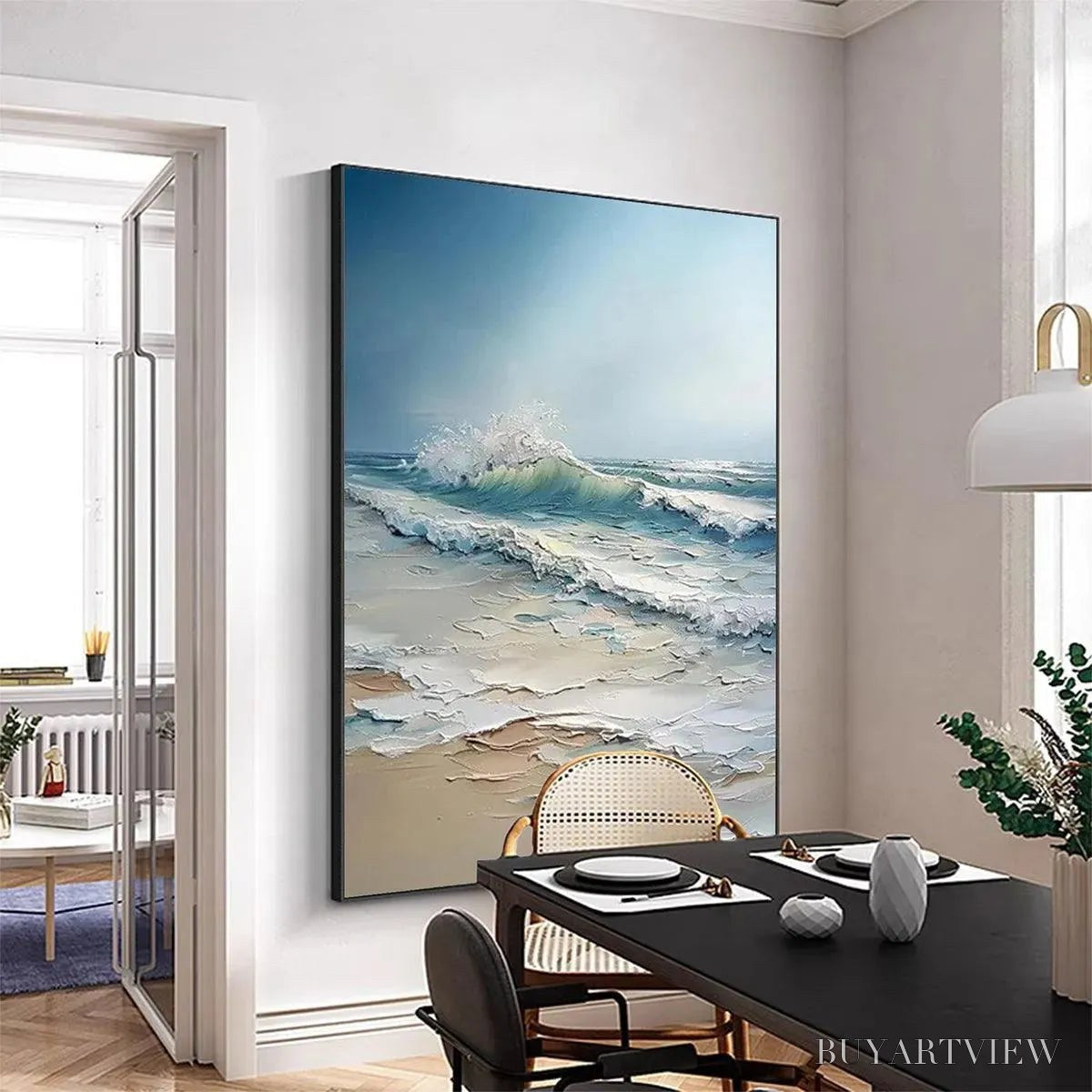 BUYARTVIEW Ocean'S Embrace – Textured Ocean Painting, Impasto , Vertical Canvas, Beach Decor - image 6