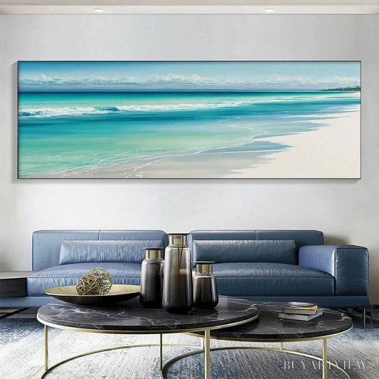 BUYARTVIEW Turquoise Dream Panoramic – Beach Painting, Panoramic , Coastal Decor - image 2