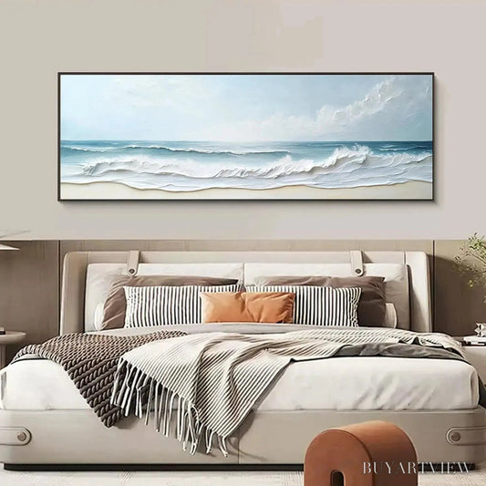 BUYARTVIEW Ocean Waves Panoramic – Panoramic Ocean Painting, Beach - image 2