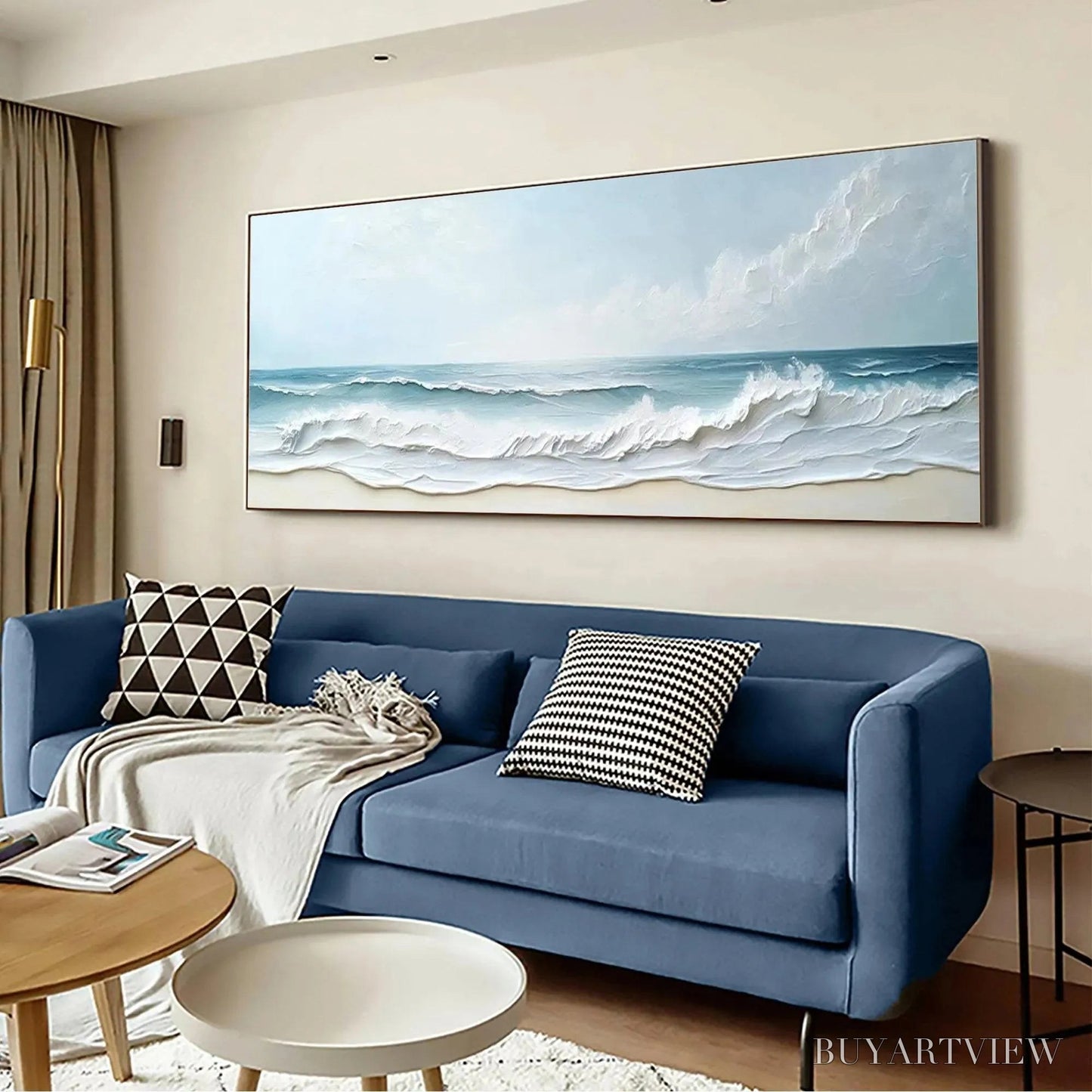 BUYARTVIEW Ocean Waves Panoramic – Panoramic Ocean Painting, Beach - image 6