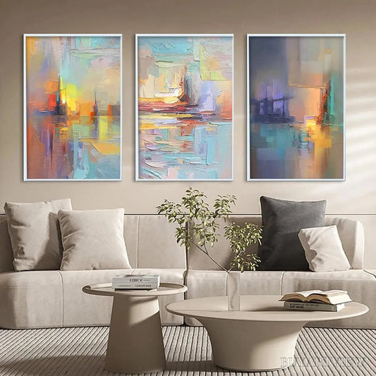 BUYARTVIEW Abstract Seascape Triptych – Impasto Seascape Painting Set of 3 - image 2