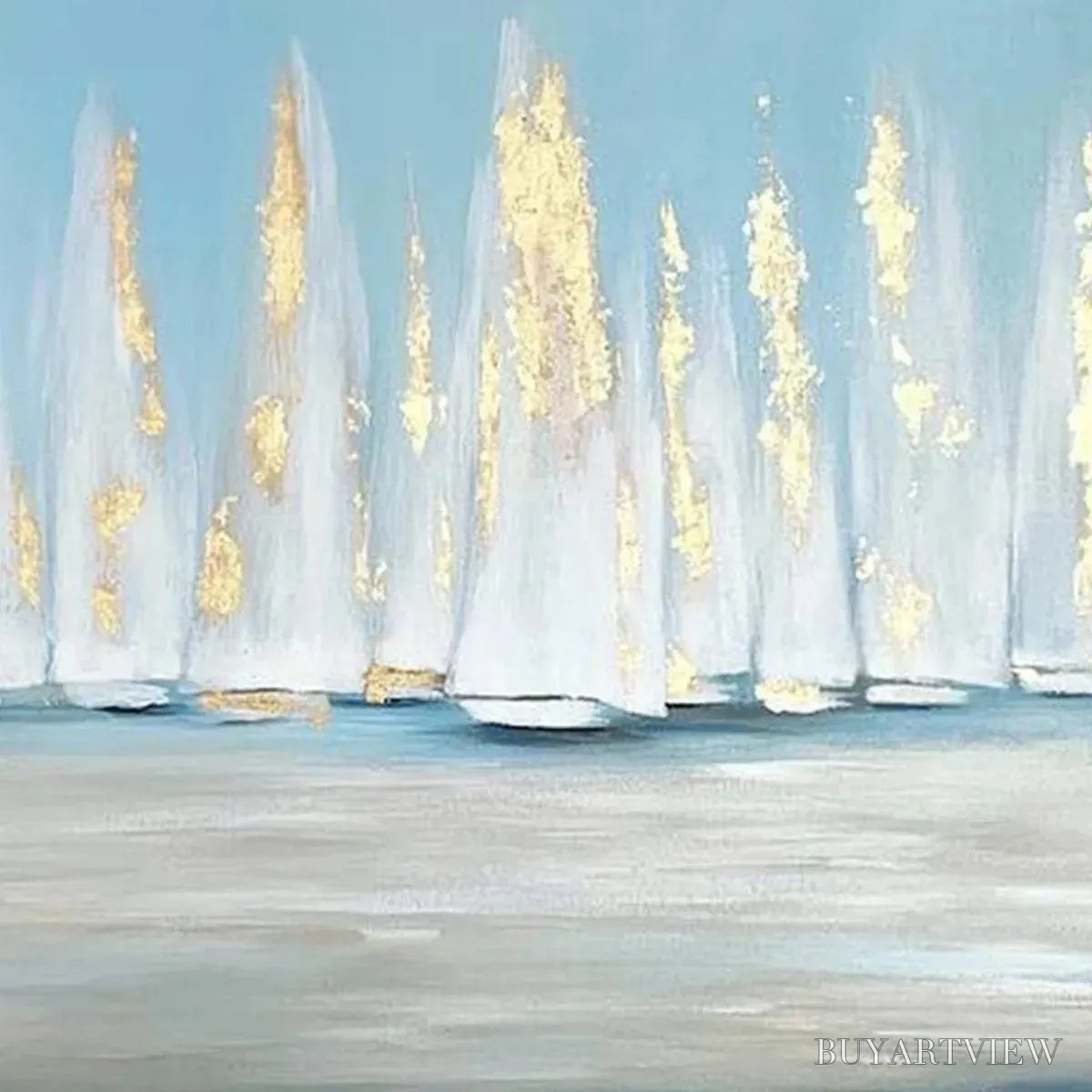 BUYARTVIEW Golden Sails – Abstract Seascape Painting with Gold Accents - image 6