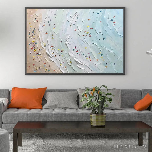 BUYARTVIEW Beach Day – Textured Minimalist Beach Scene Painting - image 2