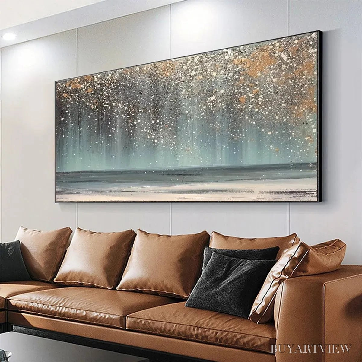 BUYARTVIEW Aurora Dust – Textured Abstract Ocean Painting with Gold Accents - image 6