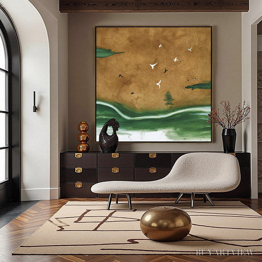 BUYARTVIEW Sojourn – Minimalist Wabi-Sabi Landscape with Birds - image 2