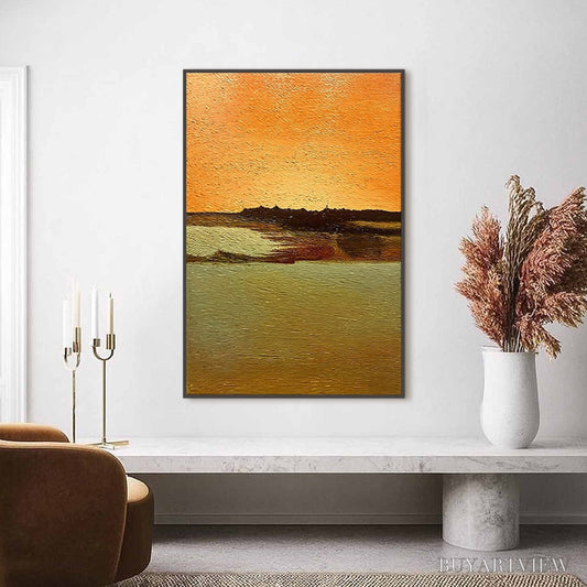 BUYARTVIEW Amber Horizon – Textured Impasto Abstract Landscape Painting - image 2