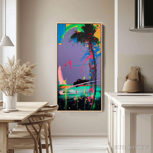 BUYARTVIEW Vice City – Vibrant Abstract Impasto Painting of a Night Drive - image 2