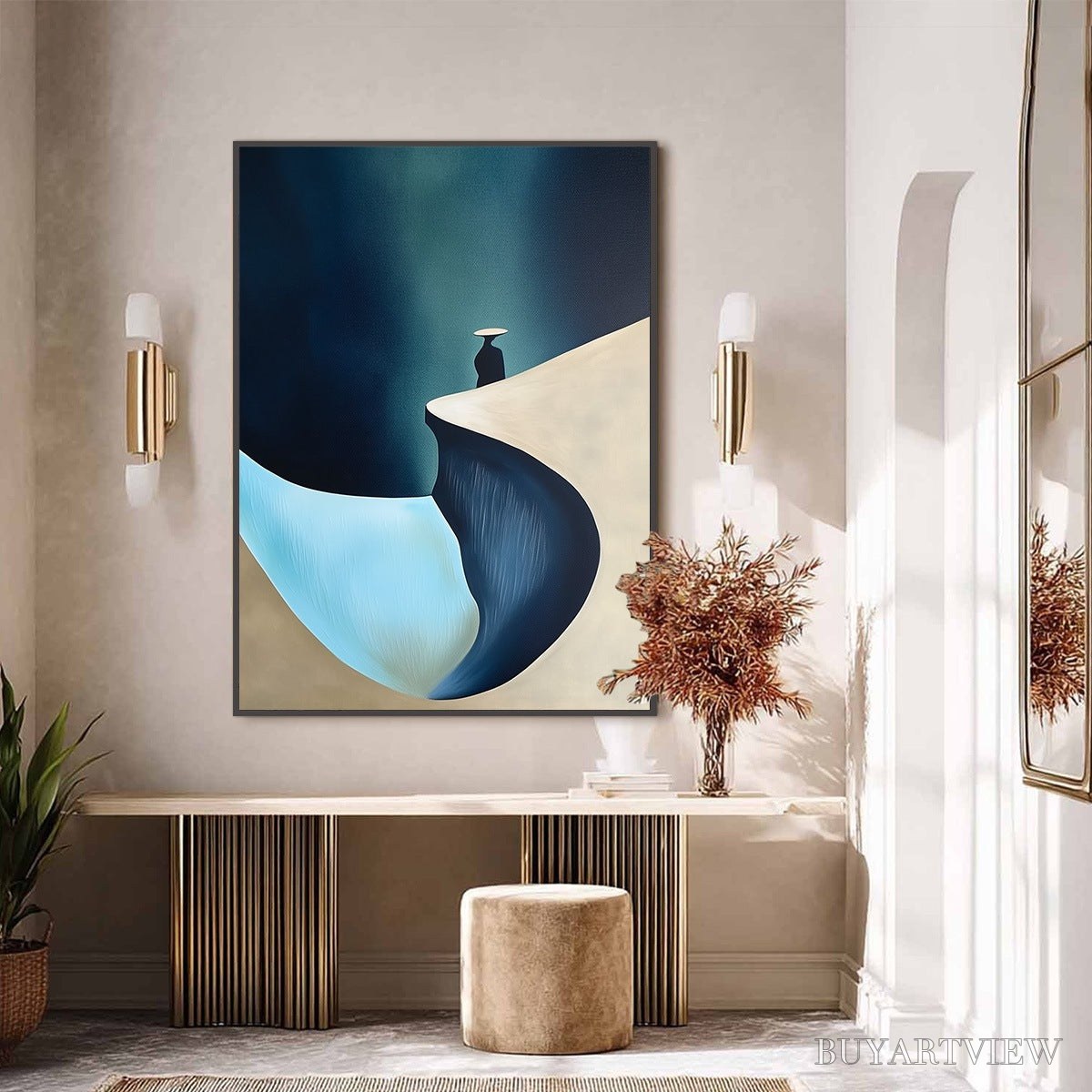 BUYARTVIEW Solitude'S Edge – Minimalist Abstract Landscape with Figure Painting - image 6