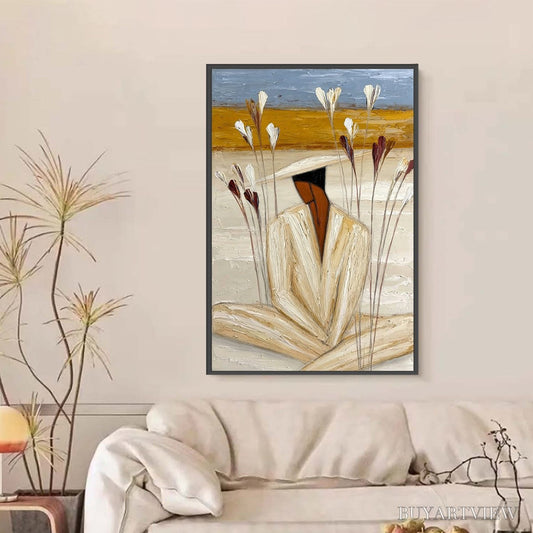 BUYARTVIEW Quiet Repose – Textured Figurative Painting of a Person in Contemplation - image 2