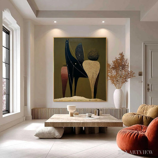BUYARTVIEW Celestial Caravan – Abstract Figurative Painting with Earthy Tones - image 2