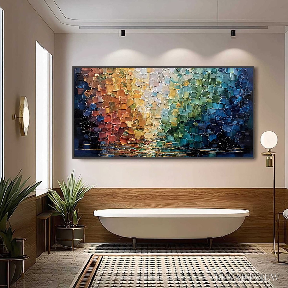 BUYARTVIEW Chromatic Reflections – Heavy Texture Abstract Palette Knife Oil Painting - image 6