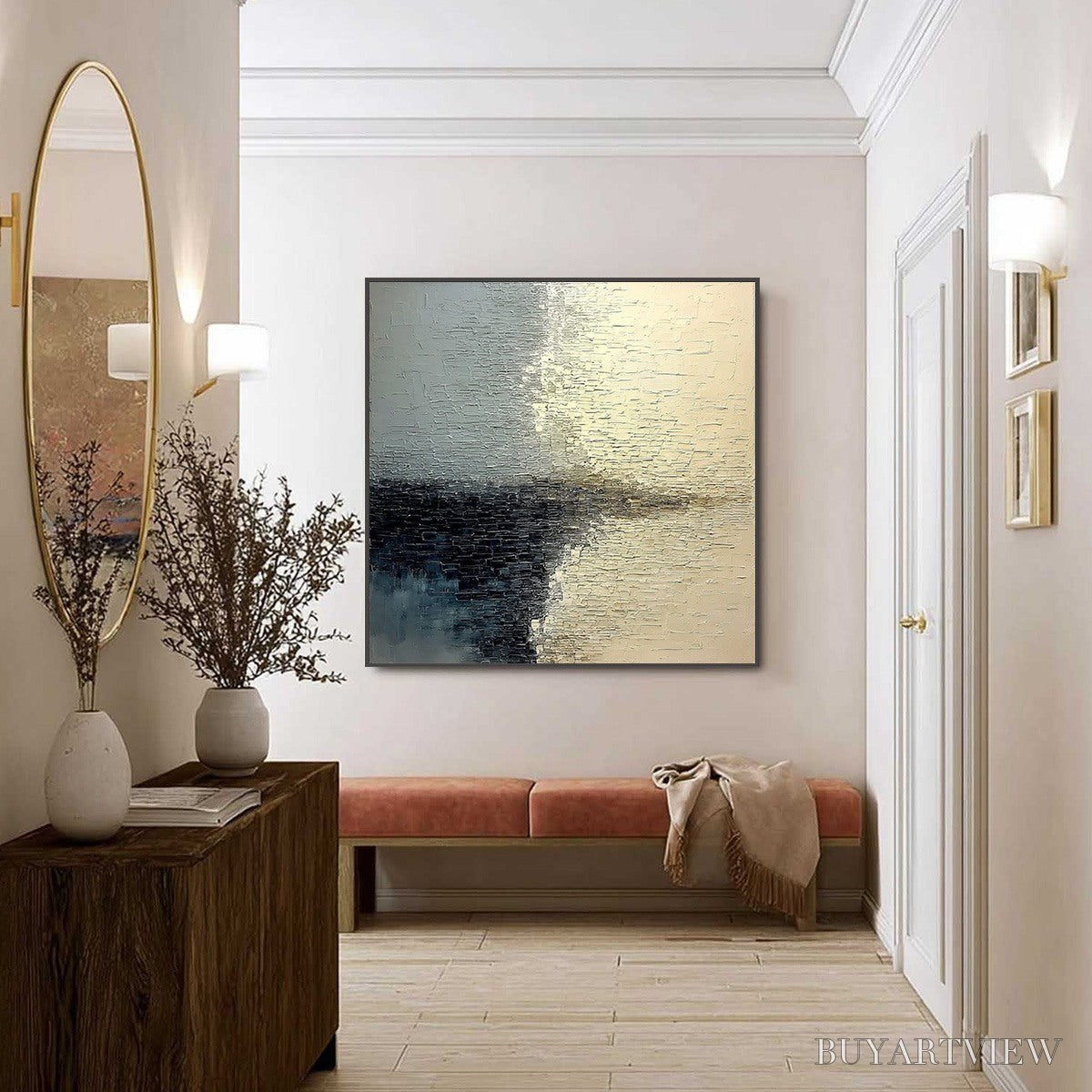 BUYARTVIEW Stonehaven – Large Square Wabi Sabi Textured Abstract Painting - image 6