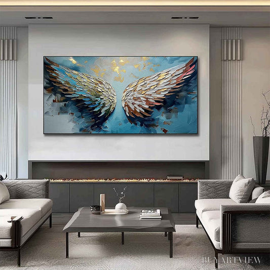 BUYARTVIEW Ascension Abstract Angel Wings Textured Oil Painting On Canvas - image 2