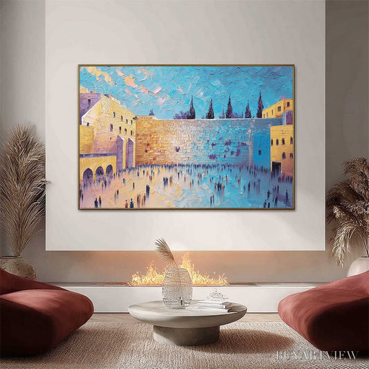 BUYARTVIEW Prayer'S Echo – Heavily Textured Impasto Painting of Jerusalem's Western Wall - image 2
