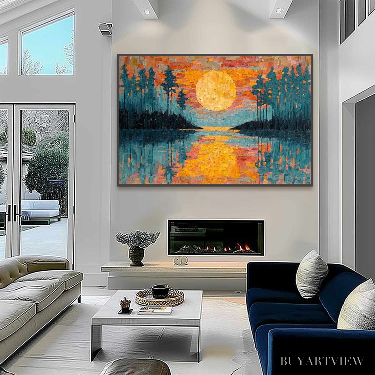 BUYARTVIEW Harvest Moon – Textured Impasto Landscape Oil Painting - image 6