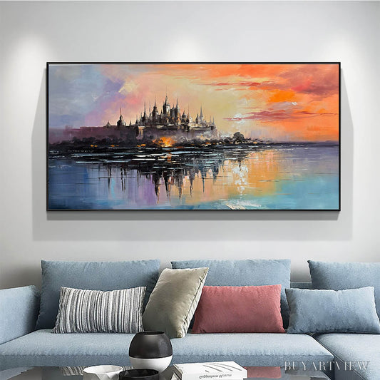BUYARTVIEW Twilight Kingdom – Panoramic Castle Landscape Oil Painting - image 2