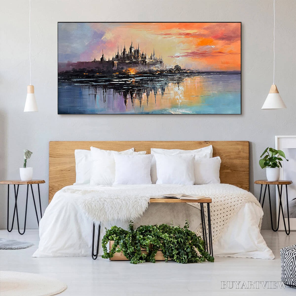 BUYARTVIEW Twilight Kingdom – Panoramic Castle Landscape Oil Painting - image 6