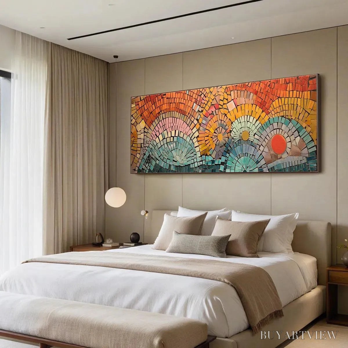 BUYARTVIEW Mosaic Sunset Panoramic – Mosaic Painting, Panoramic , Colorful Decor - image 6