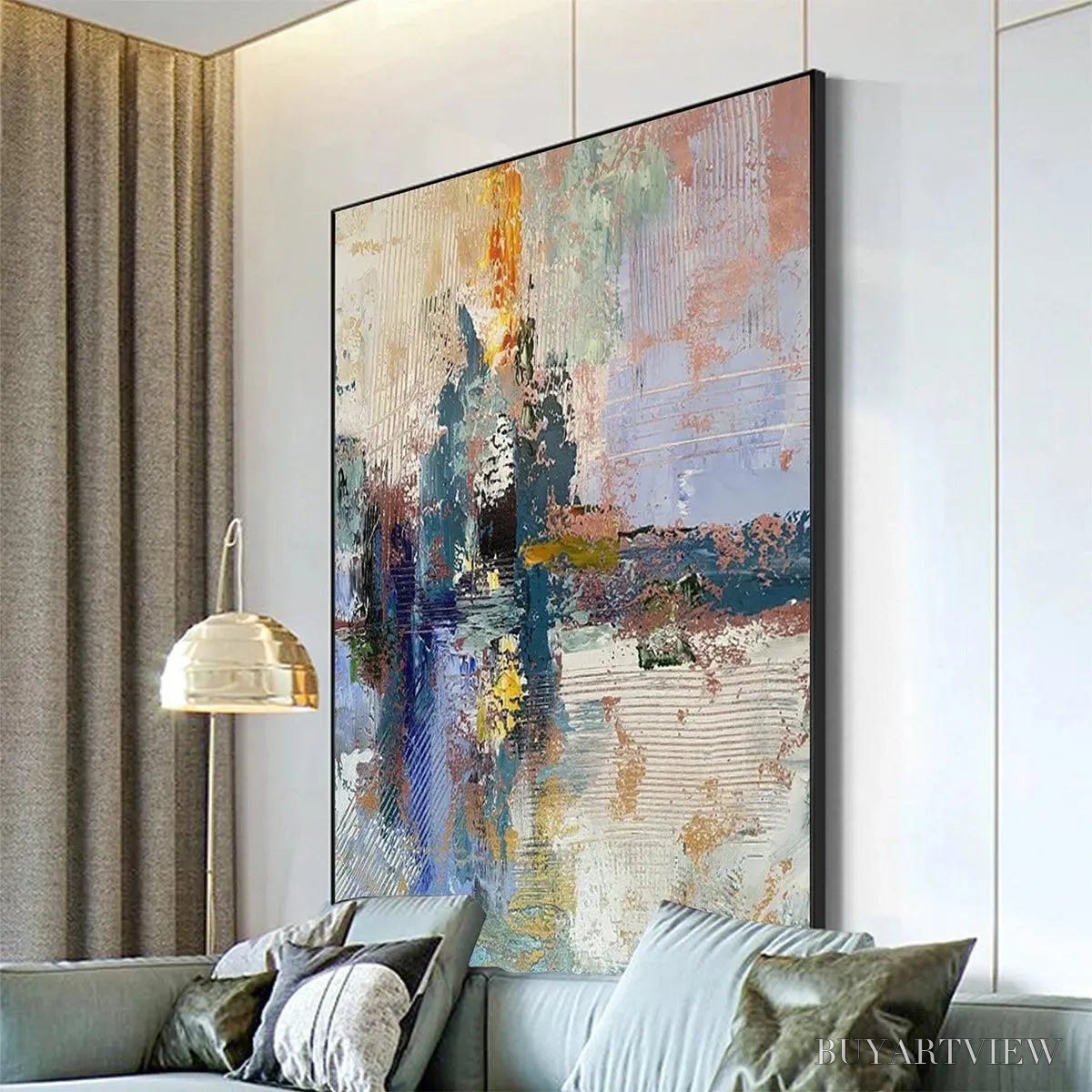 BUYARTVIEW Hazy Skies – Colorful Abstract Painting, Textured , Vertical Canvas, Modern Art - image 6