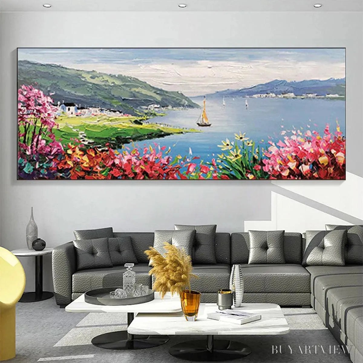 BUYARTVIEW Seaside Charm – Impressionist Coastal Landscape Painting - image 6