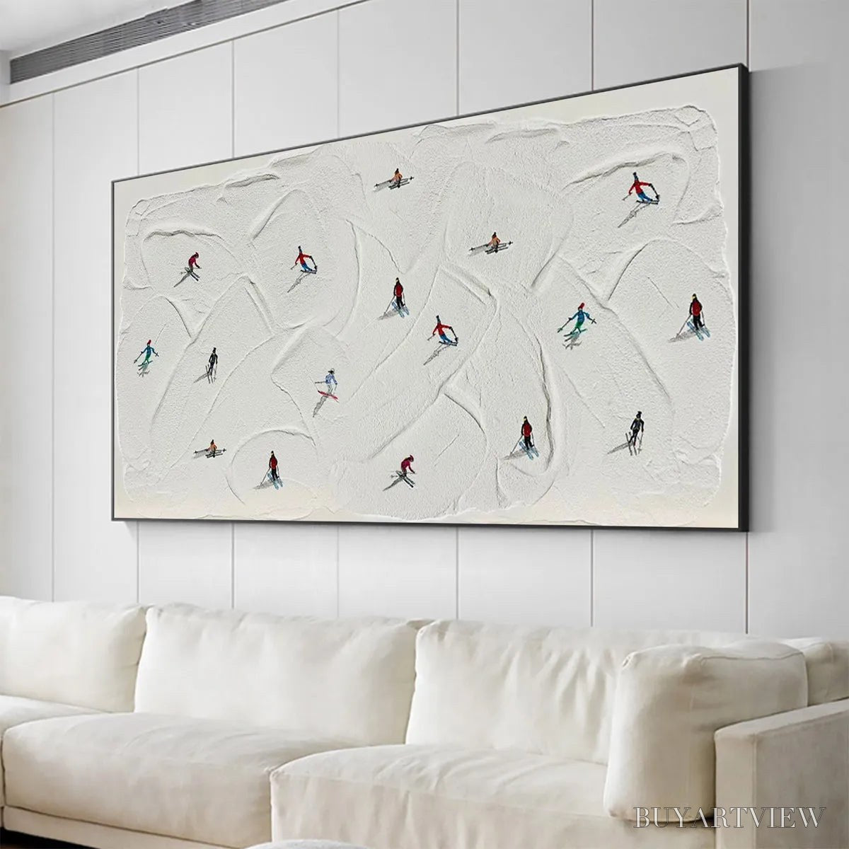 BUYARTVIEW Winter Rhapsody – Minimalist Skiing Painting on Textured Canvas - image 6