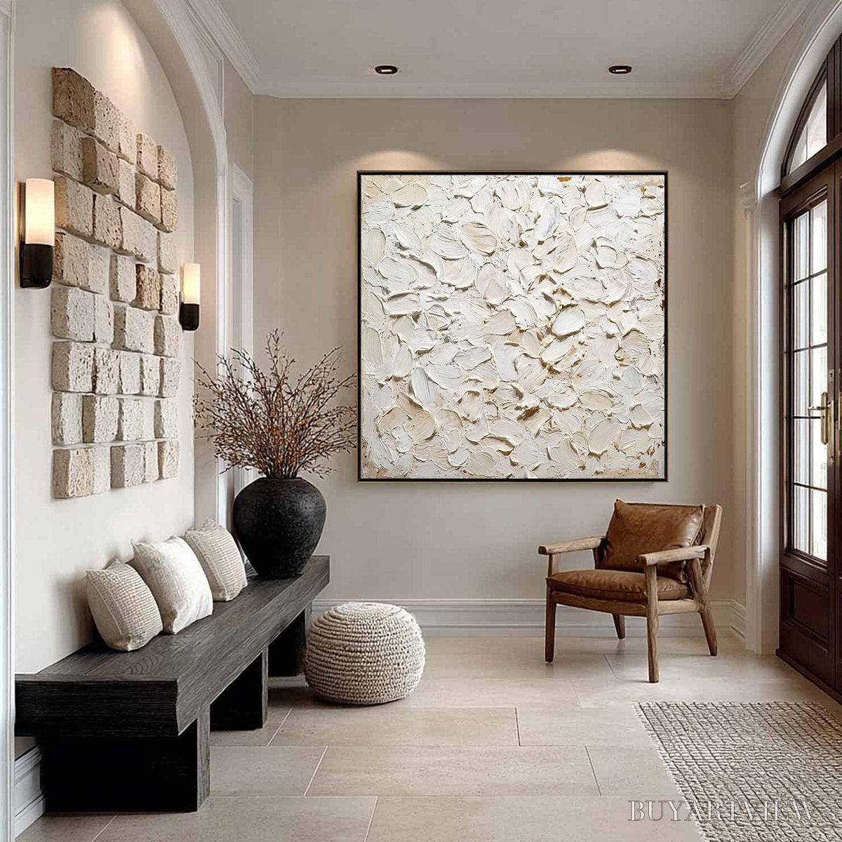 BUYARTVIEW Alabaster Petals – Textured Wabi Sabi Abstract Impasto Painting - image 6