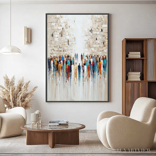 BUYARTVIEW Echoes of Faith – Textured Abstract Painting of a Spiritual Gathering - image 2