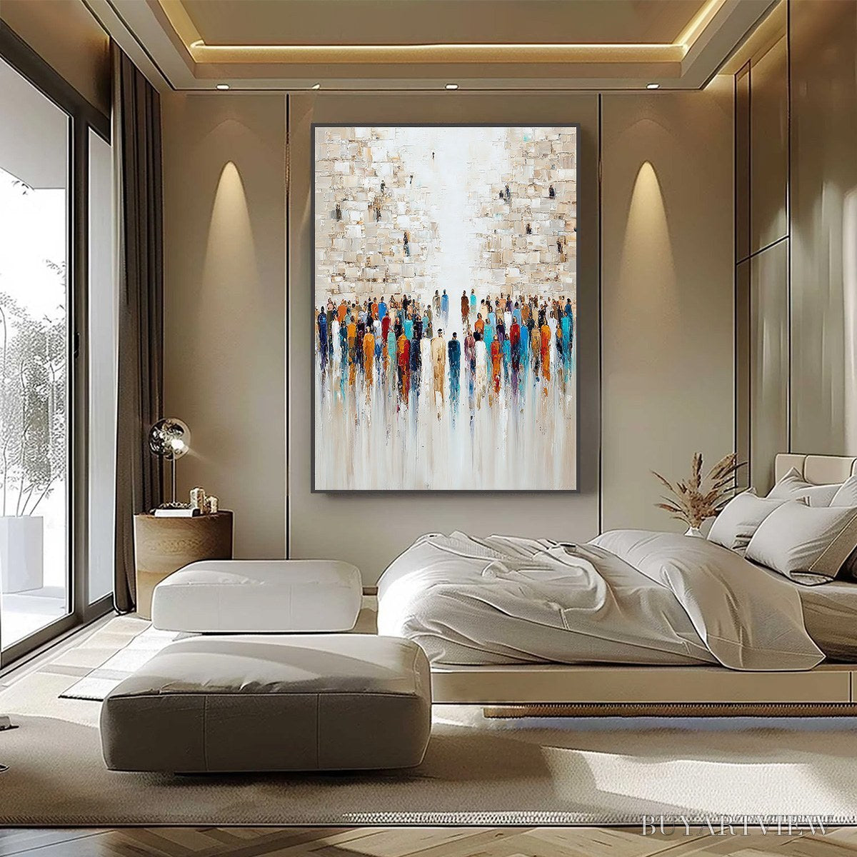 BUYARTVIEW Echoes of Faith – Textured Abstract Painting of a Spiritual Gathering - image 6