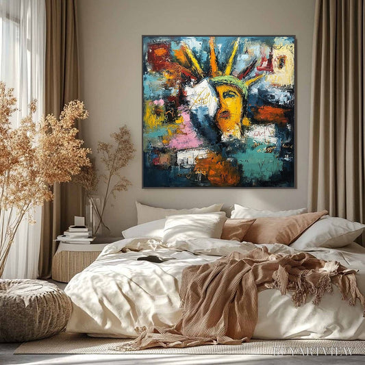 BUYARTVIEW Liberty Unleashed – Vibrant Abstract Palette Knife Painting of a Modern Icon - image 2