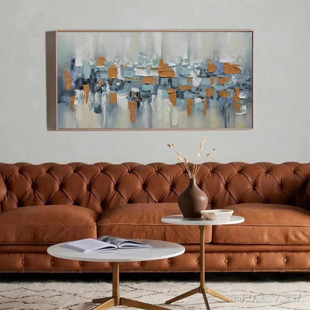 BUYARTVIEW Urban Abstract – Textured Abstract Painting, Modern , Panoramic Canvas, Office Decor - image 6