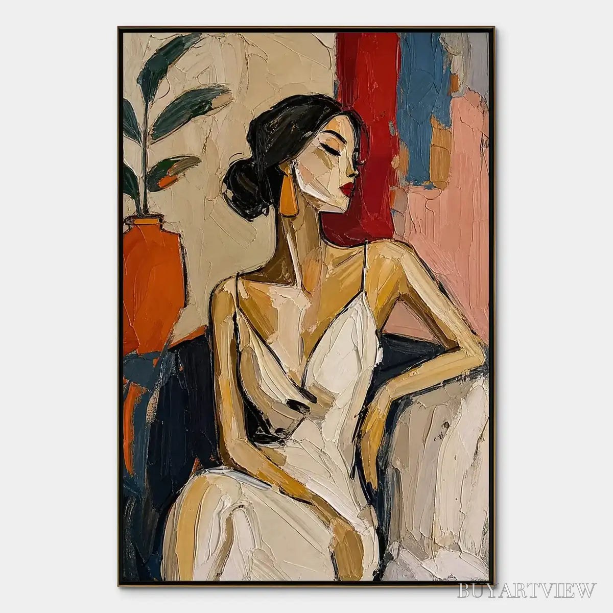 BUYARTVIEW Elegant Flame – Elegant Woman Figurative Painting - image 1