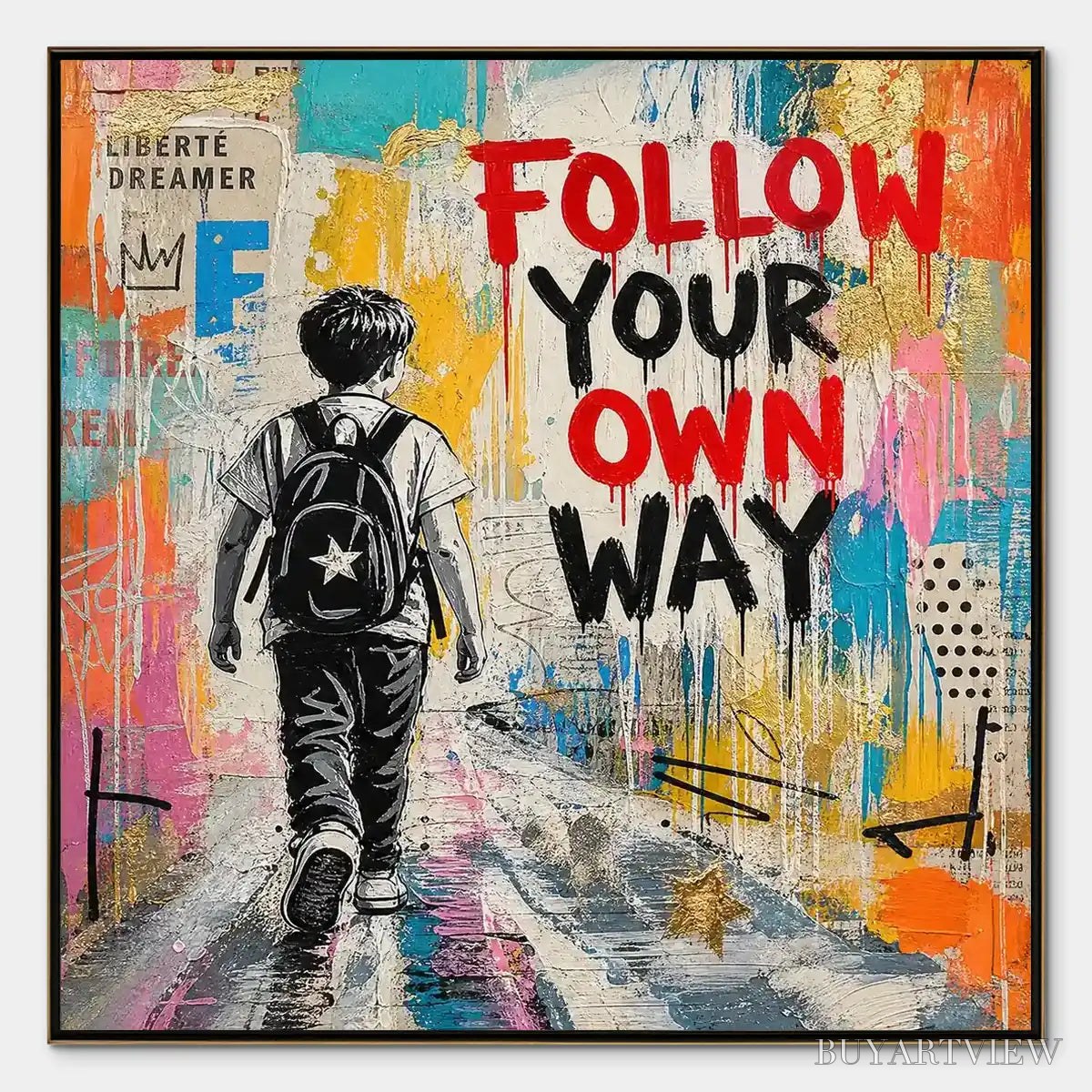 BUYARTVIEW City Courage – Urban Pop Art Inspirational Painting - image 1