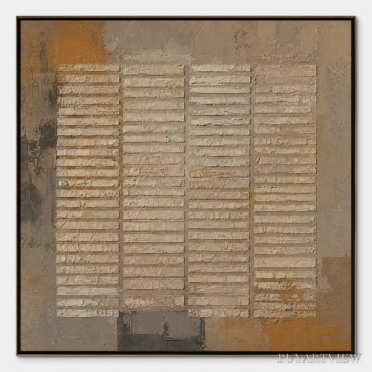 BUYARTVIEW Earthen Grid – Rustic Grid Texture Abstract - image 1