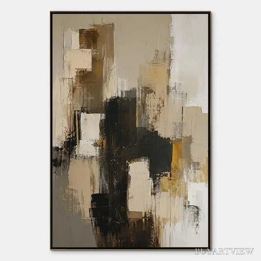 BUYARTVIEW Shadow Gold – Neutral Black Gold Abstract - image 1