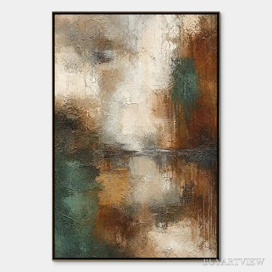 BUYARTVIEW Rusted Shore – Rust Teal Abstract Landscape - image 1