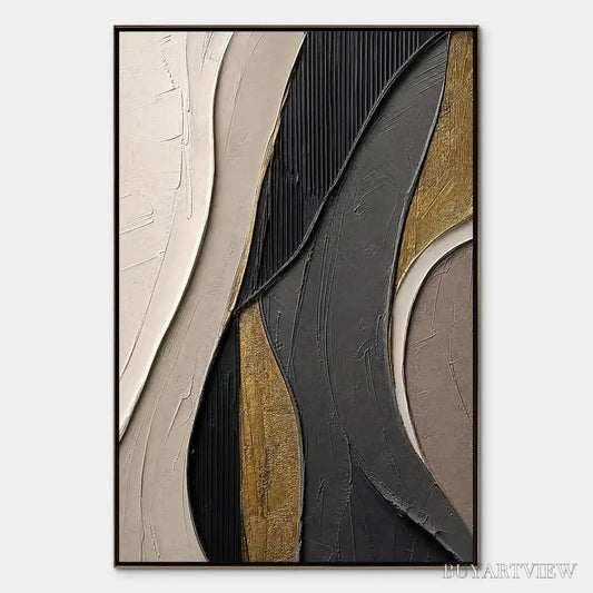 BUYARTVIEW Golden Balance – Black Gold Geometric Abstract - image 1
