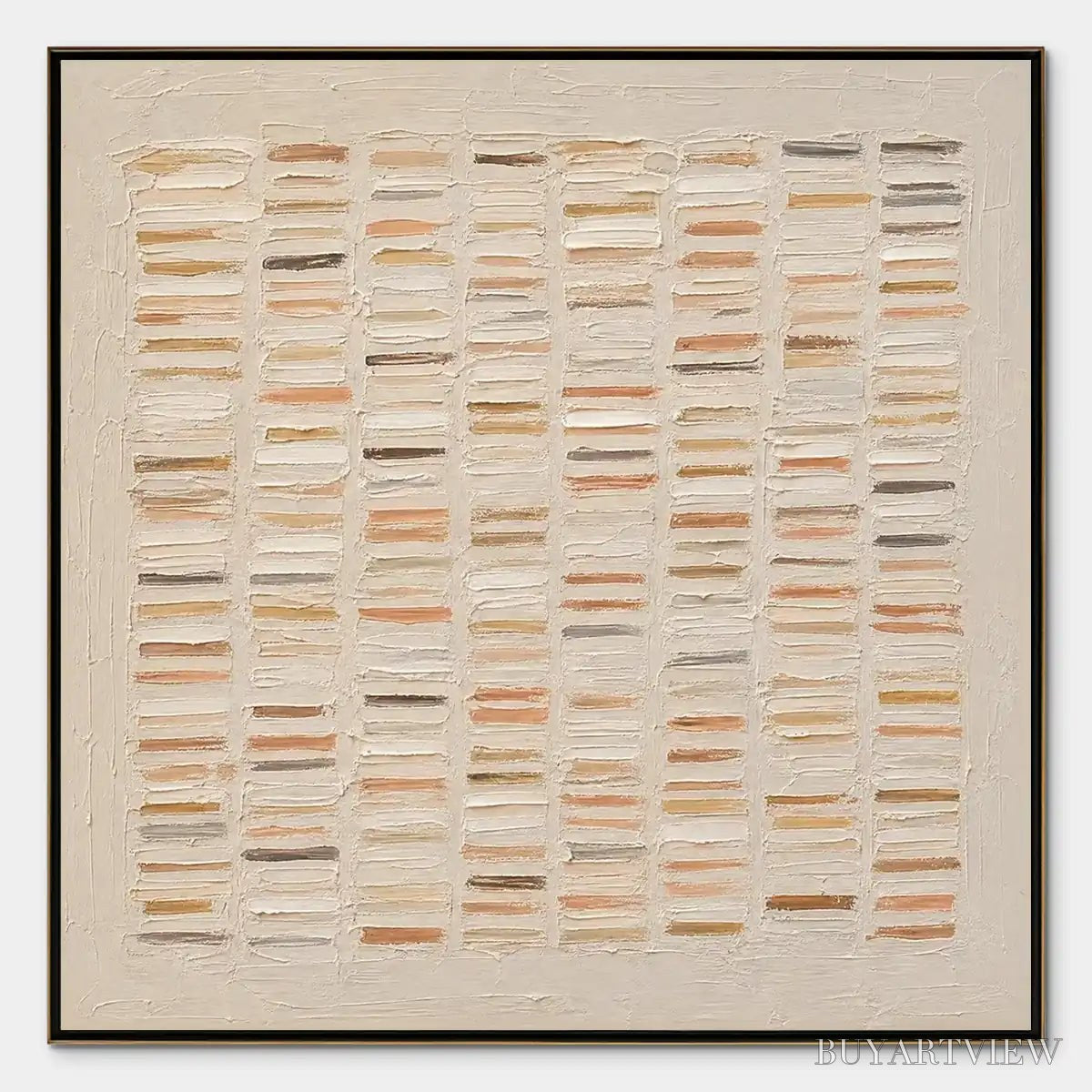 BUYARTVIEW Warm Stone Geometry – Warm Beige Geometric Texture Painting - image 1