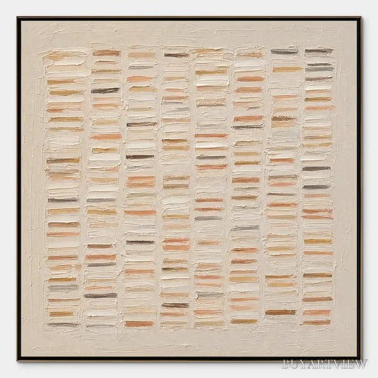 BUYARTVIEW Warm Stone Geometry – Warm Beige Geometric Texture Painting - image 1